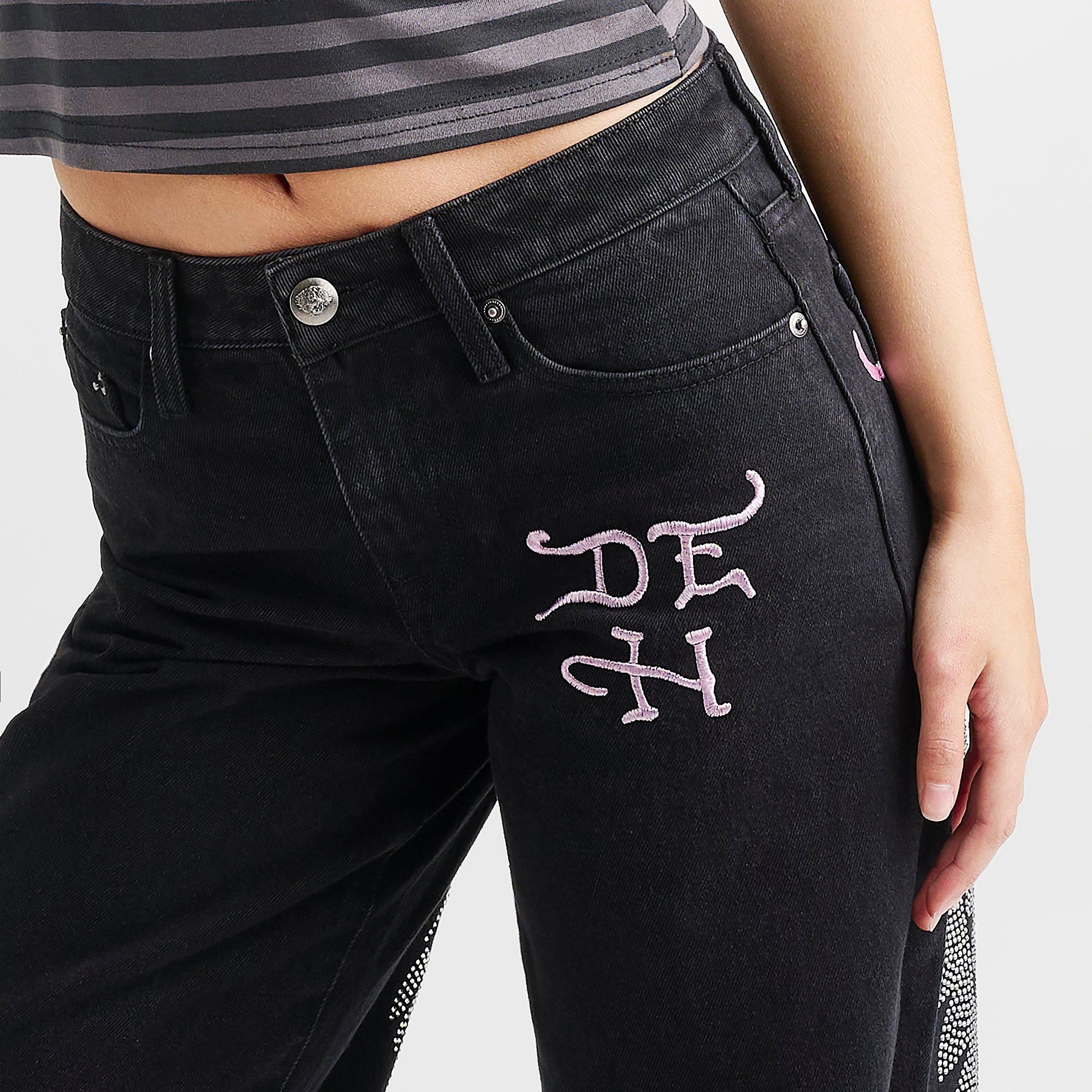 Women's Ed Hardy Rhinestone Angel Super Baggy Jeans