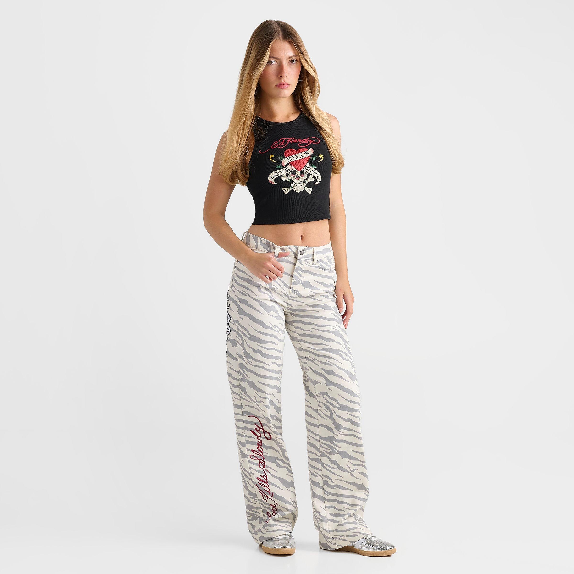 Women's Ed Hardy Card of Heart Wide-Leg Jeans