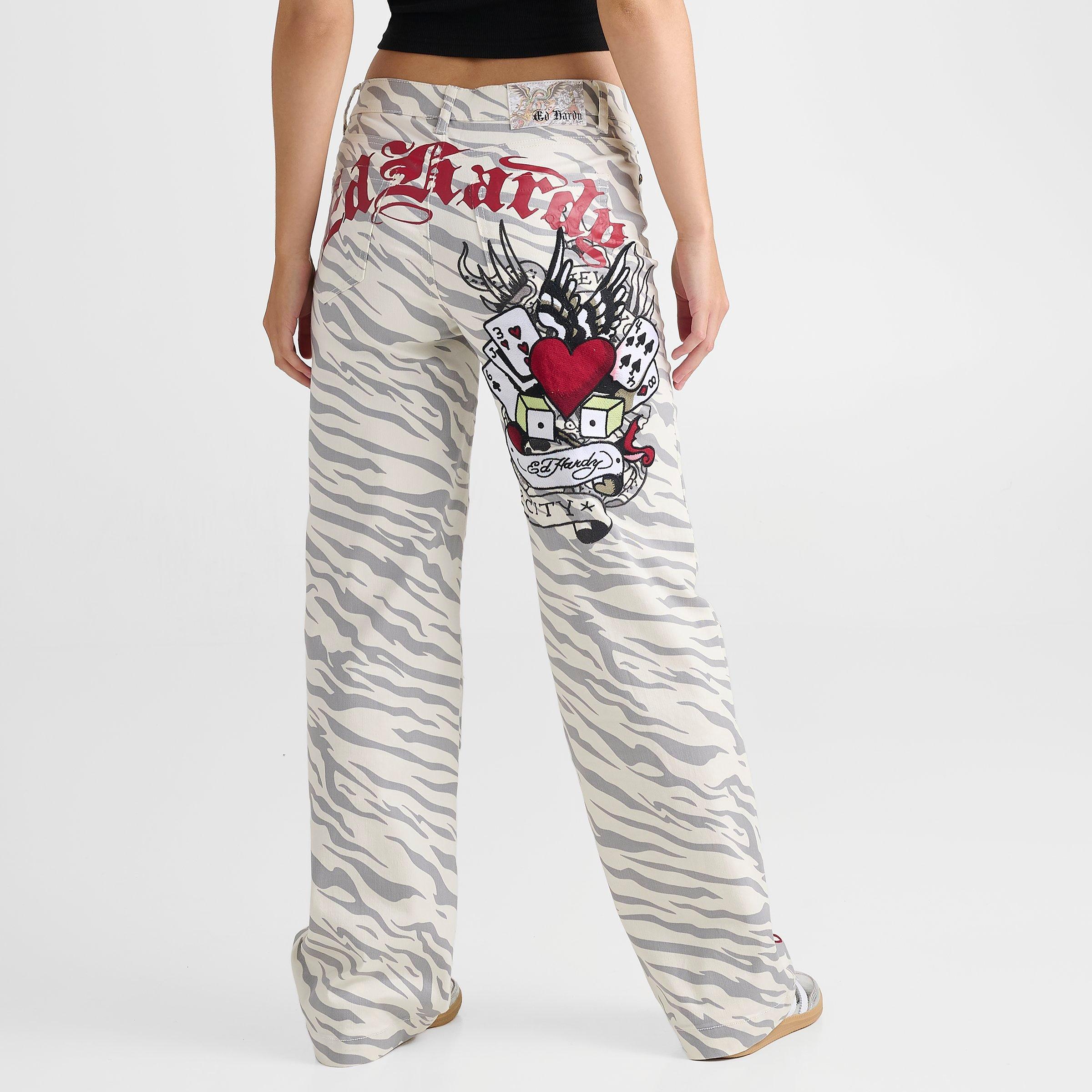 Women's Ed Hardy Card of Heart Wide-Leg Jeans