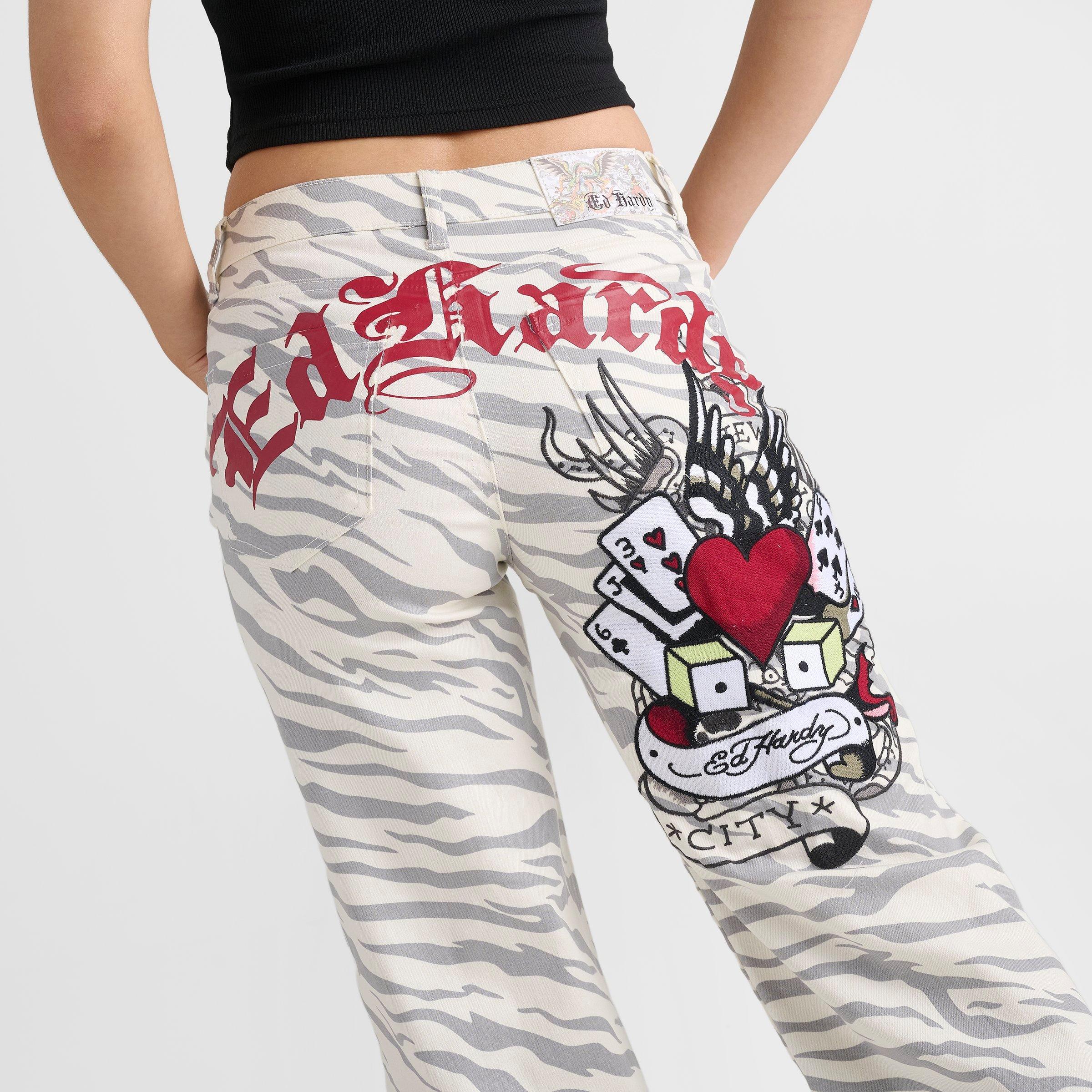 Women's Ed Hardy Card of Heart Wide-Leg Jeans