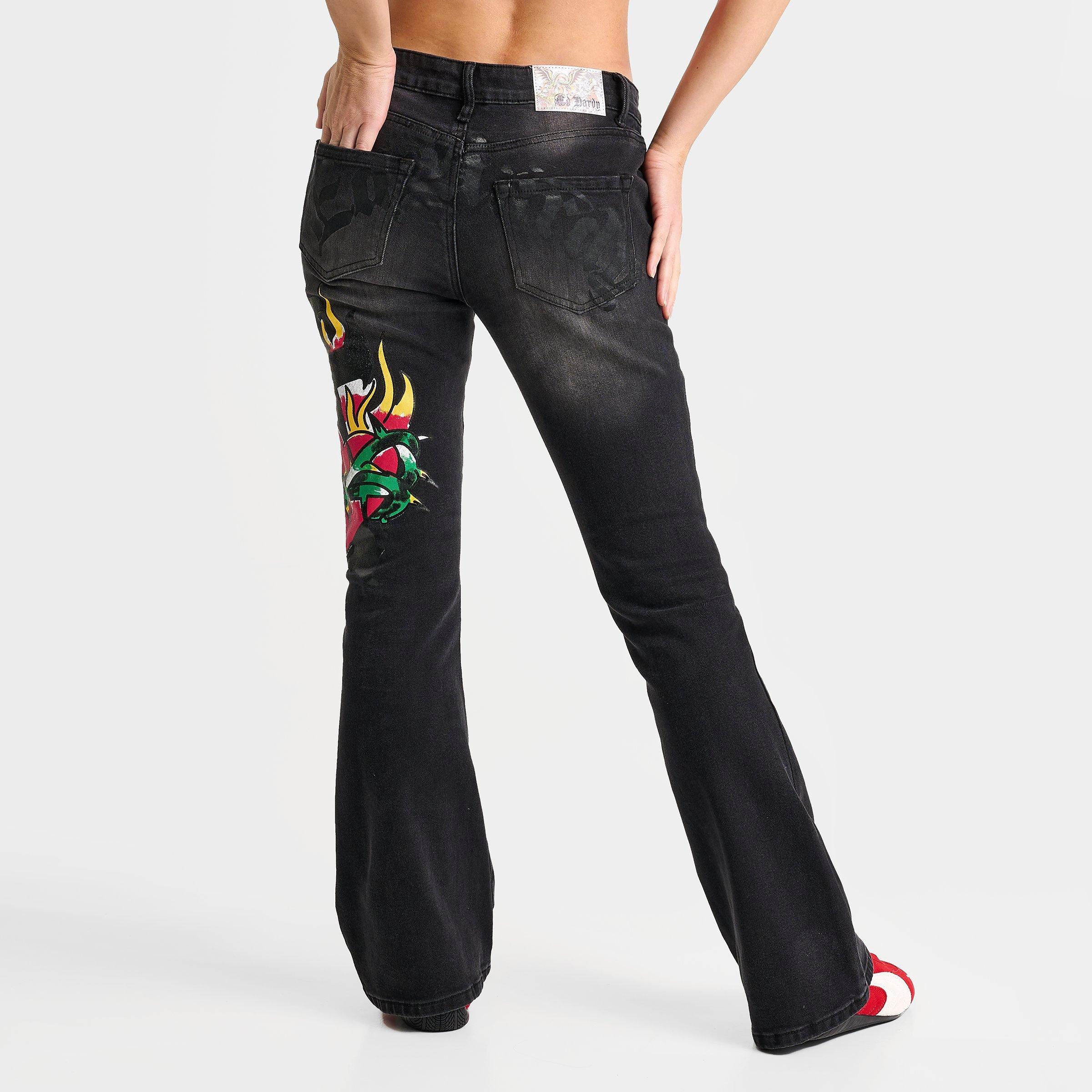 Women's Ed Hardy Sacred Heart Low-Rise Bootcut Jeans