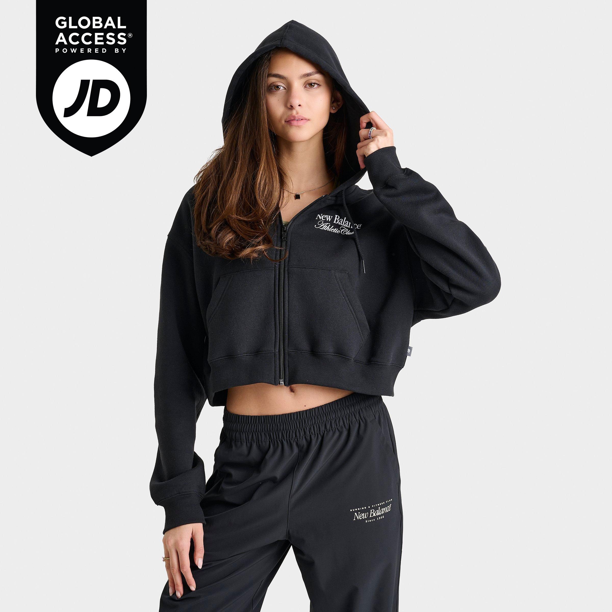 Women's New Balance Linear Cropped Full-Zip Hoodie | JD Sports