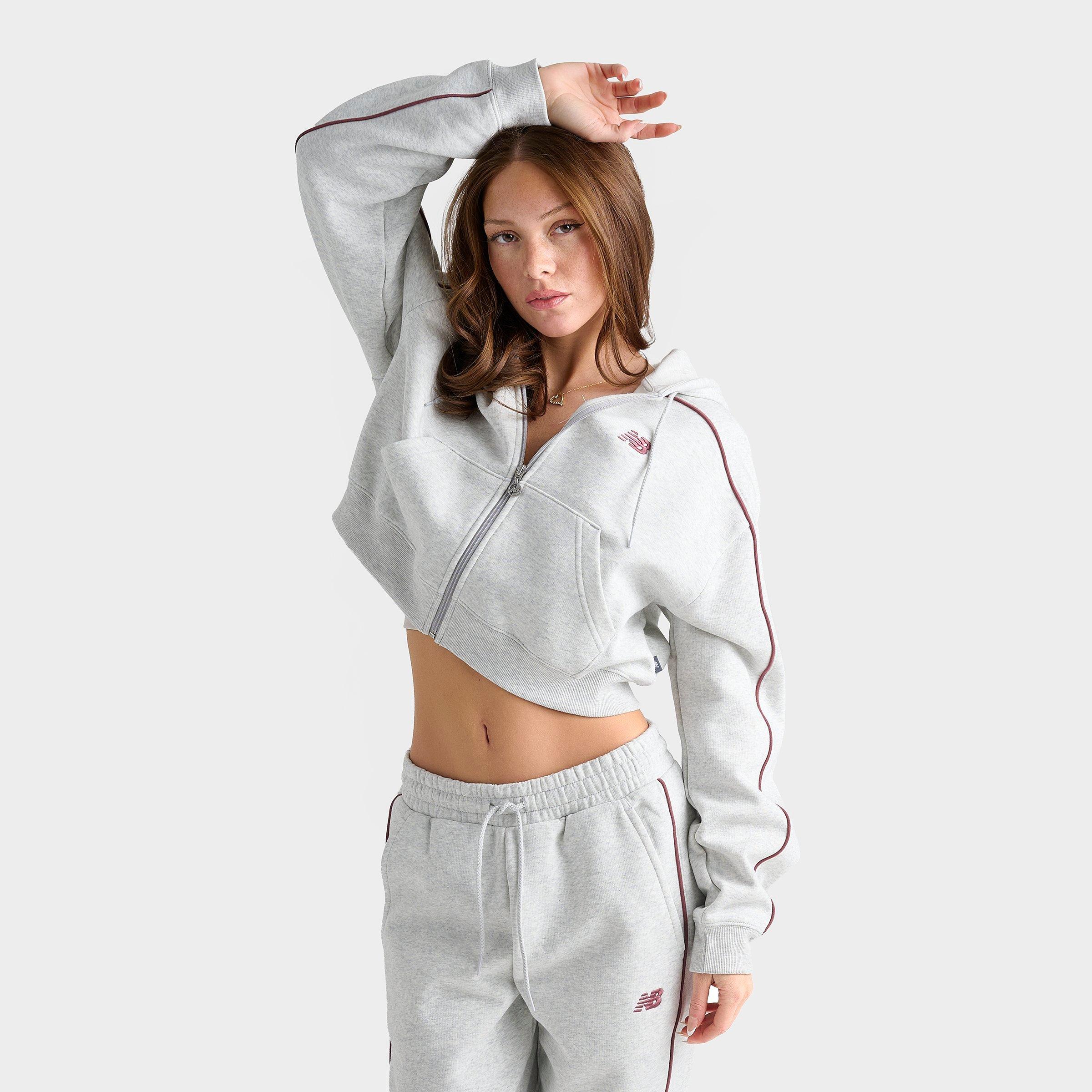Women's New Balance Piped Cropped Full-Zip Hoodie