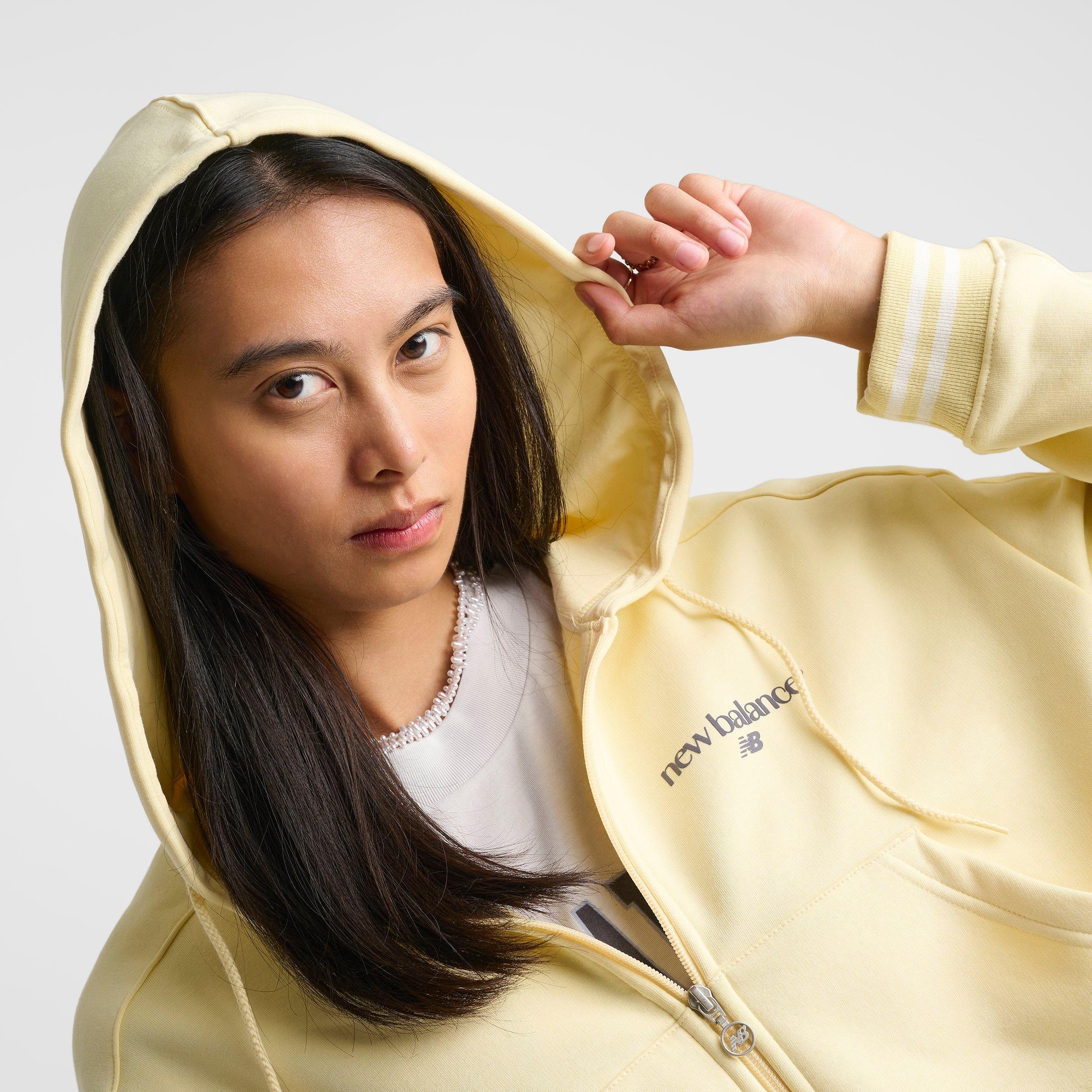 Women's New Balance Cropped Rib Full-Zip Hoodie