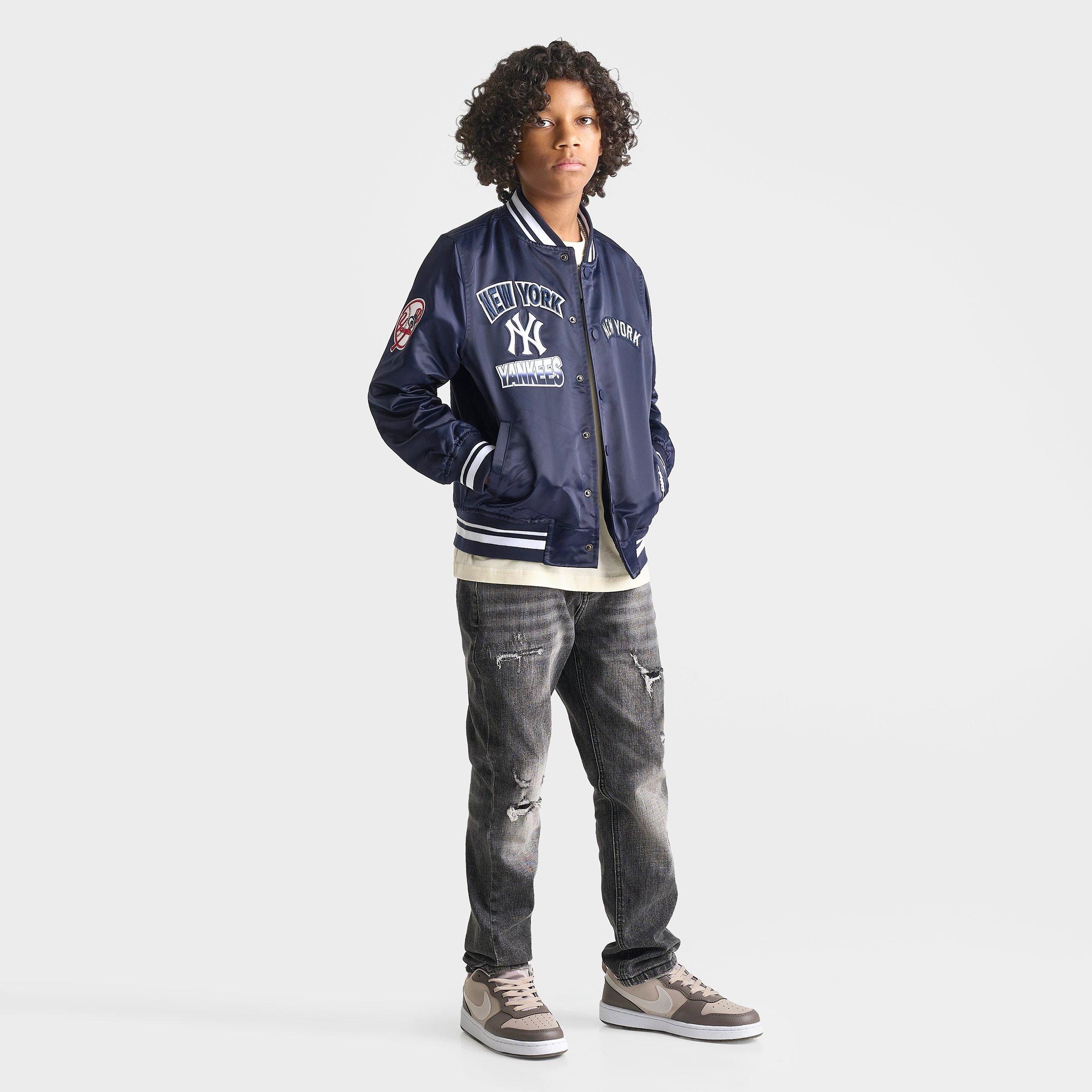 Big Kids' Pro Standard New York Yankees MLB Turn It Up Satin Bomber Jacket