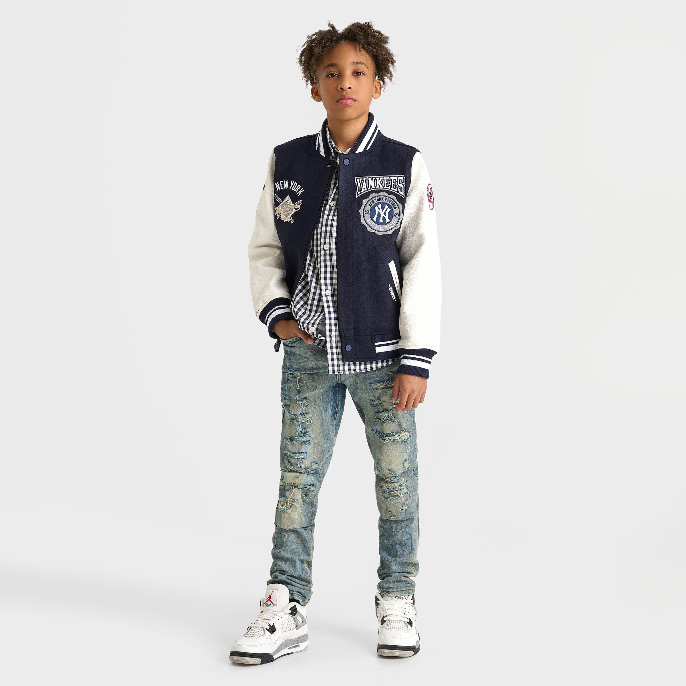 Big Kids' Pro Standard New York Yankees MLB Crest Emblem Wool Varsity Jacket