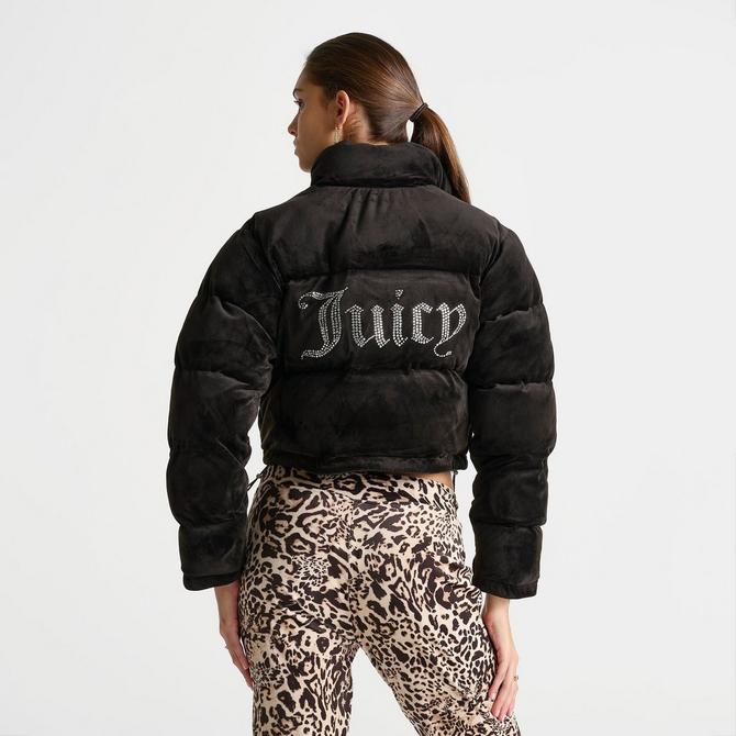 Women s Juicy Couture Velour Bling Puffer Jacket