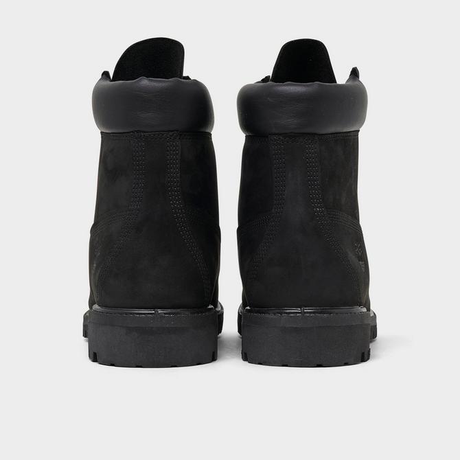 Left view of Men's Timberland 6 Inch Premium Waterproof Boots in Black Nubuck Click to zoom