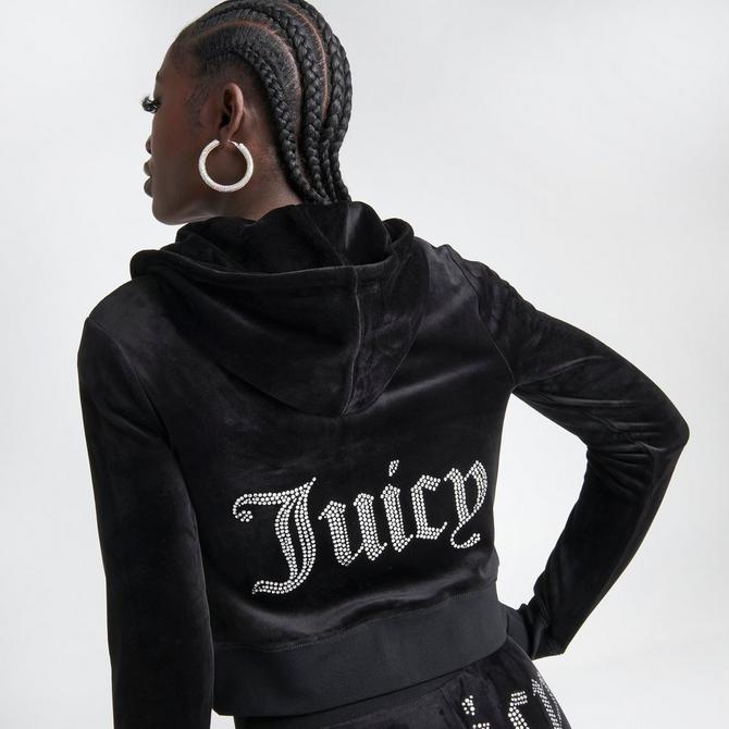 Black velour best sale hoodie women's