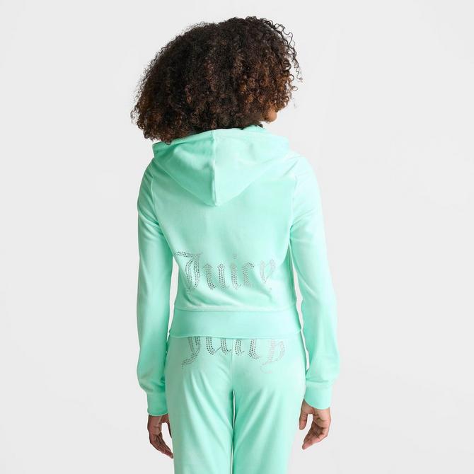 Juicy Couture OG Bling Velour Green Rhinestone Tracksuit Hoodie ONLY high quality Woman Large