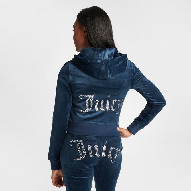 Women's Juicy Couture OG Big Bling Velour Zip-Up Hoodie| JD Sports