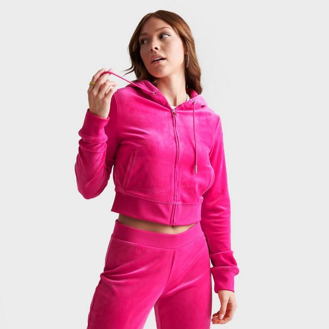 Women s Juicy Couture OG Big Bling Velour Zip Up Hoodie JD Sports