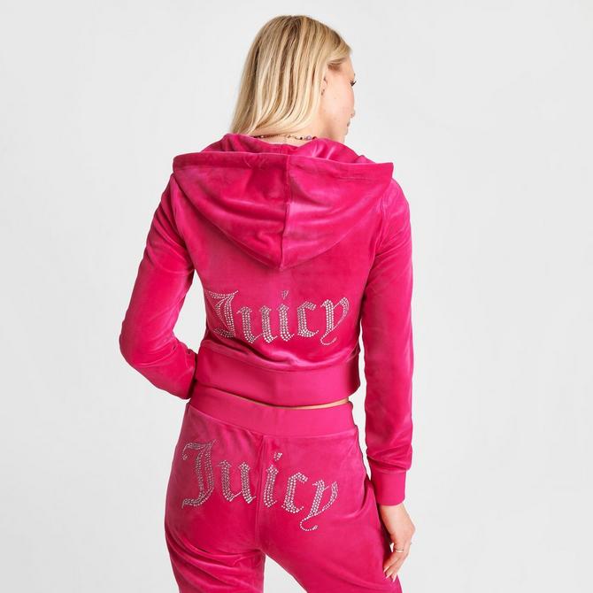 Women's Juicy Couture OG Big Bling Velour Zip-Up Hoodie| JD Sports