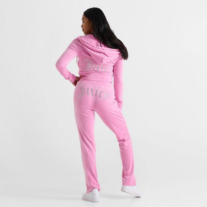 JUICY COUTURE Magenta Purple OG Big Bling Velour Track Zip Up Hoodie selling + pants