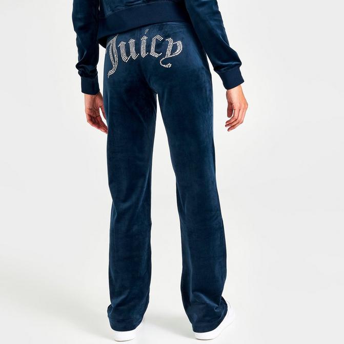 Juicy Couture OG Big Bling Velour Track Pants: Regal-Blue