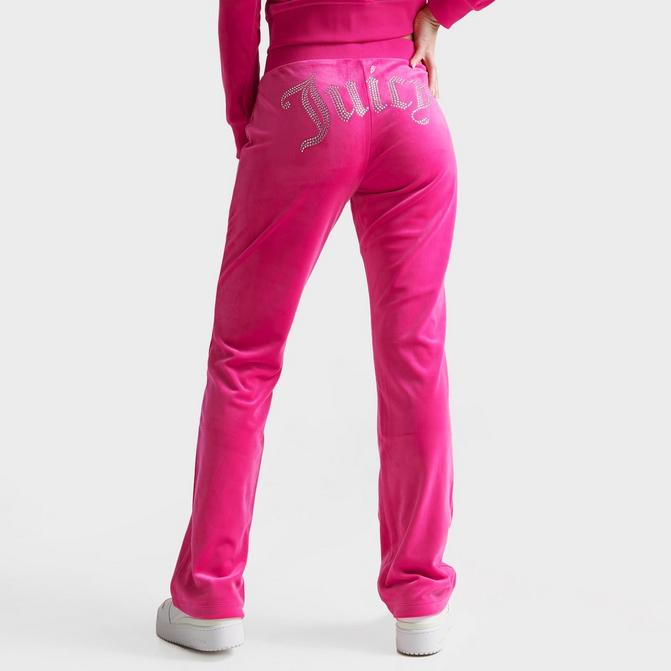 Juicy Couture OG Bling Velour Track Womens Pants Pink