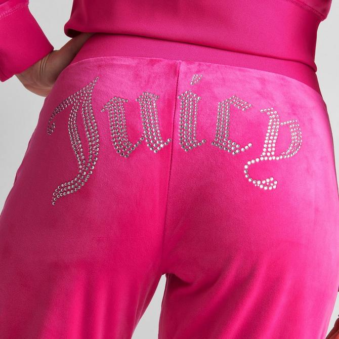 JUICY COUTURE OG Big Bling Womens Velour Track Pants - MAGENTA
