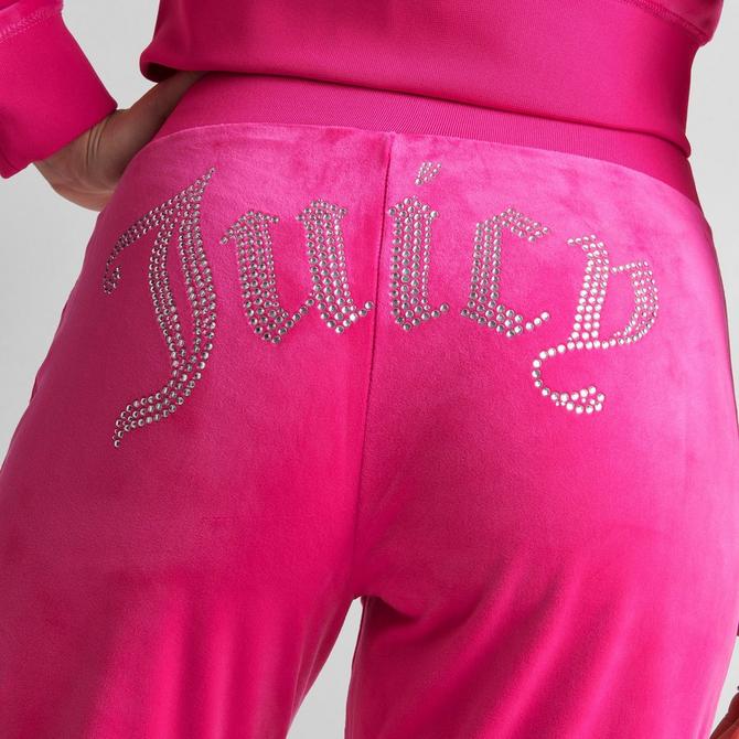 Juicy Couture Embellished Velour Track Pant in Pink