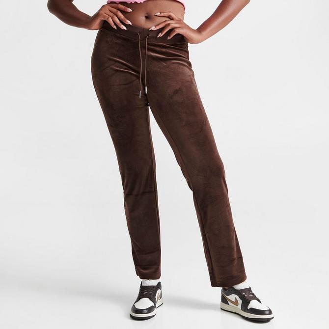 Shop Juicy Couture Big Bling Velour Track Pants J2FBV104-J8028 brown