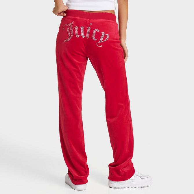 Juicy Couture OG Big Bling Velour Womens Track Pants Light Pink