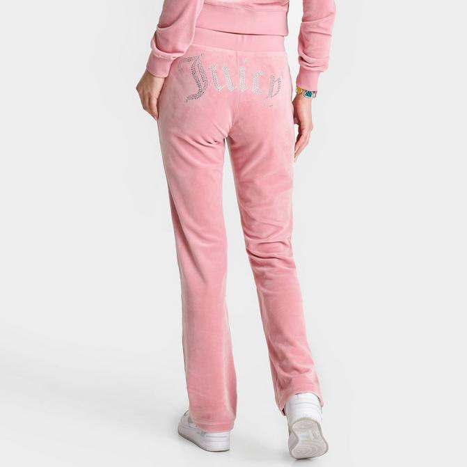 JUICY COUTURE OG Big Bling Womens Velour Track Pants - MAGENTA