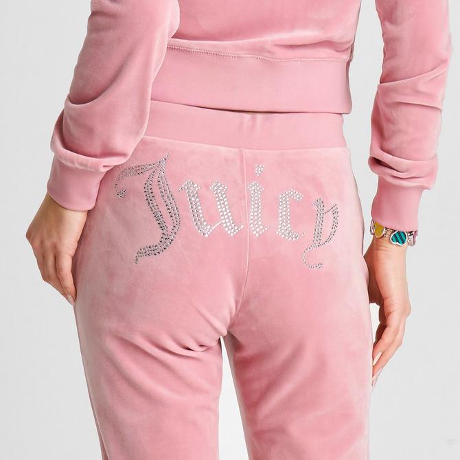 Juicy Couture Women's OG Big Bling Velour Track Pants in Pink/Rose