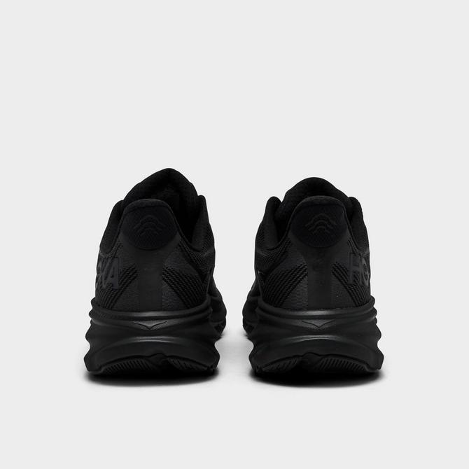 Left view of Men's HOKA Clifton 9 Running Shoes in Black/Black Click to zoom