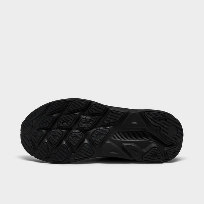 Bottom view of Men's HOKA Clifton 9 Running Shoes in Black/Black Click to zoom