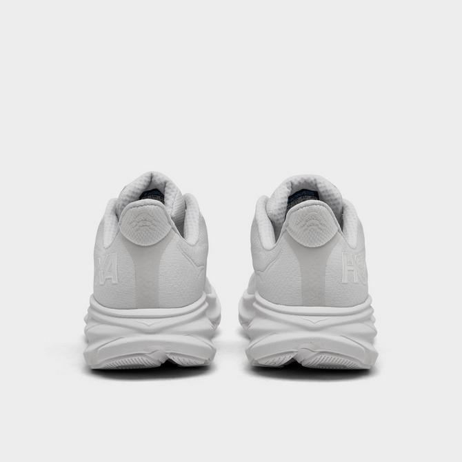 Left view of Women's HOKA Clifton 9 Running Shoes in White/White Click to zoom