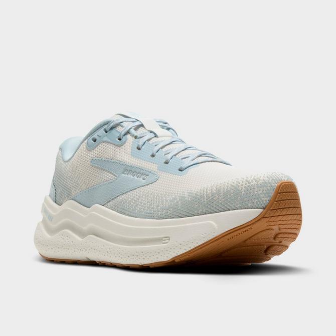 Three Quarter view of Women's Brooks Ghost Max 2 Running Shoes in Coconut Milk/Winter Sky Click to zoom