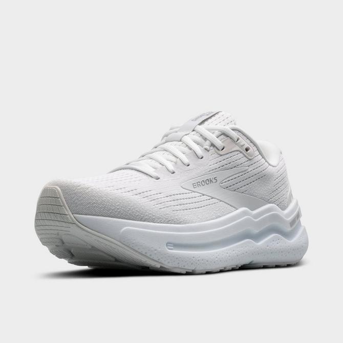 Three Quarter view of Women's Brooks Ghost Max 2 Running Shoes in Bright White/Bright White Click to zoom