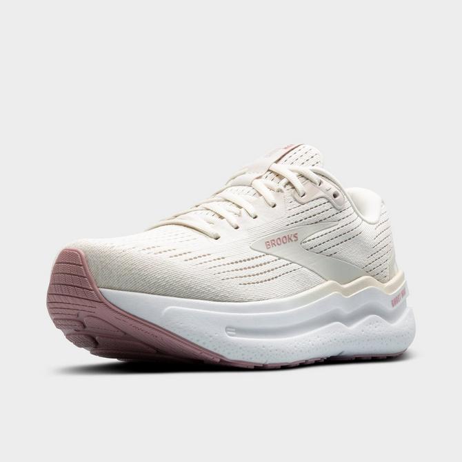Three Quarter view of Women's Brooks Ghost Max 2 Running Shoes in Coconut Milk/Gray/Zephyr Click to zoom
