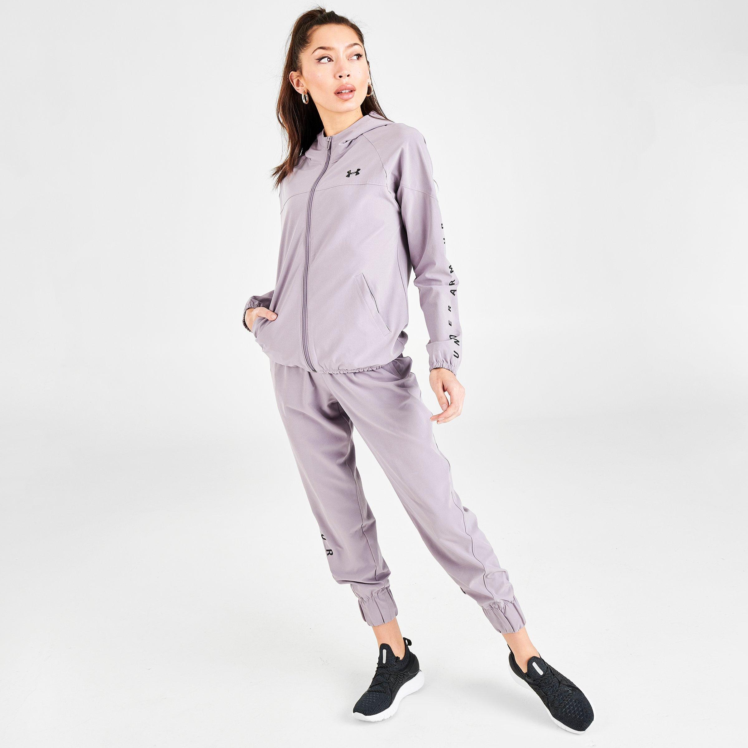 women's ua woven branded full zip hoodie