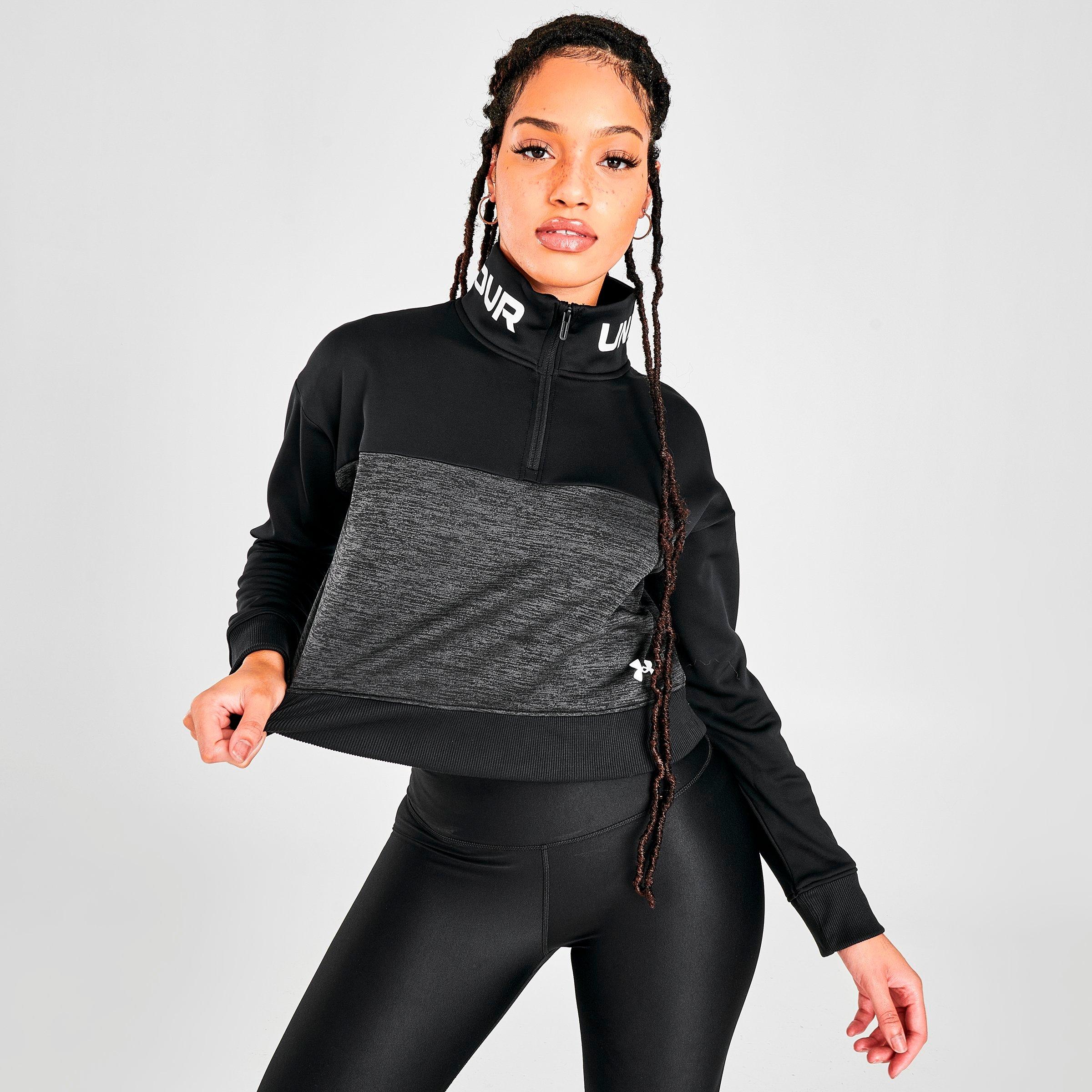 women's black half zip sweatshirt