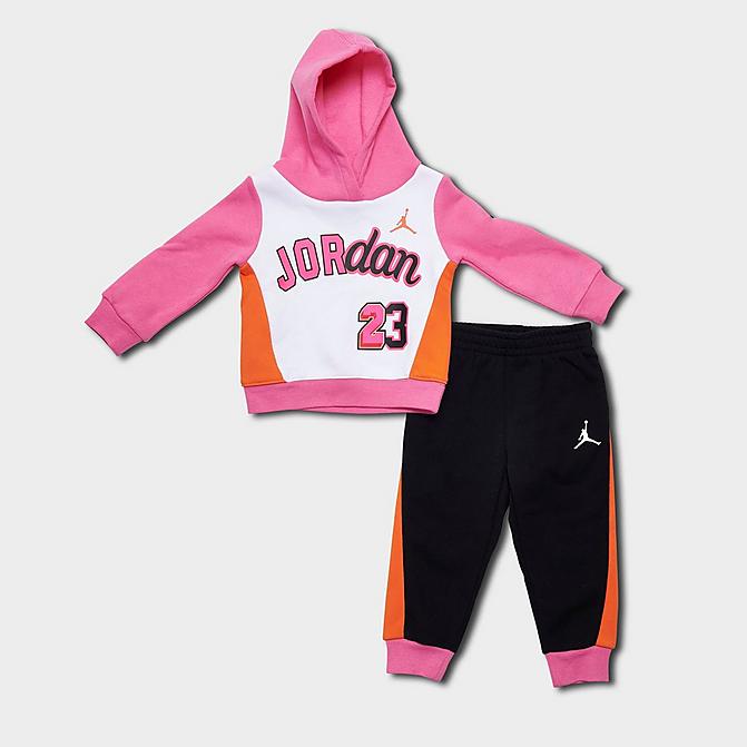 Finish Line Clothing Sweaters Hoodies Jordan Girls Infant Jordan Rookie Girls Can Hoodie and Jogger Pants Set in Black/Orange/Pink/White/White Size 12 Month Cotton/Polyester/Fleece 