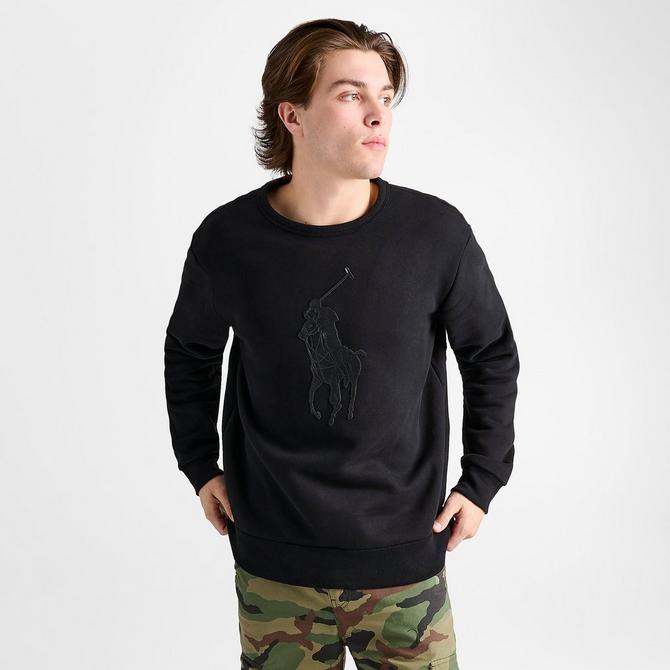 Men's Polo Ralph Lauren Leather-Pony Fleece Crewneck Sweatshirt