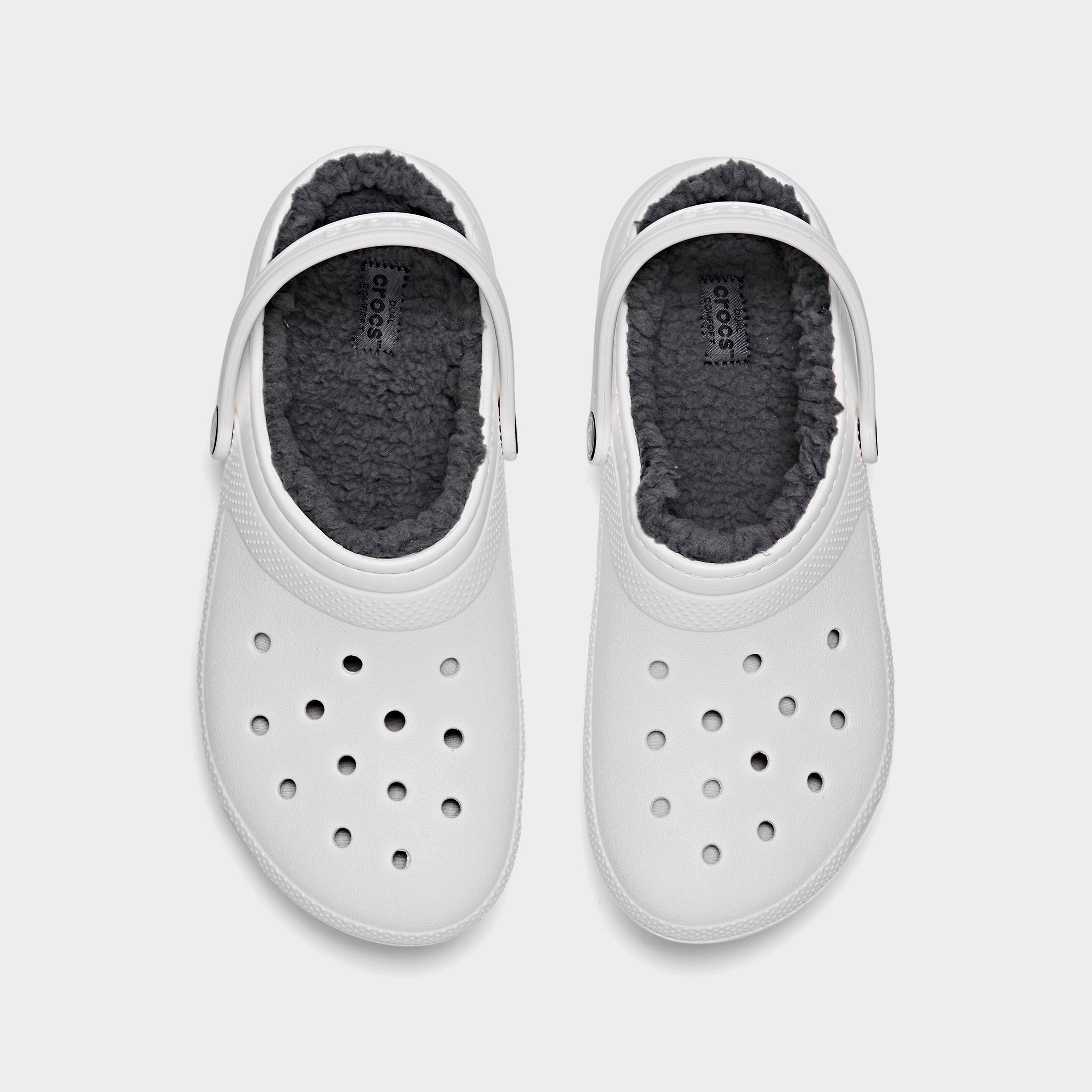 kids white lined crocs