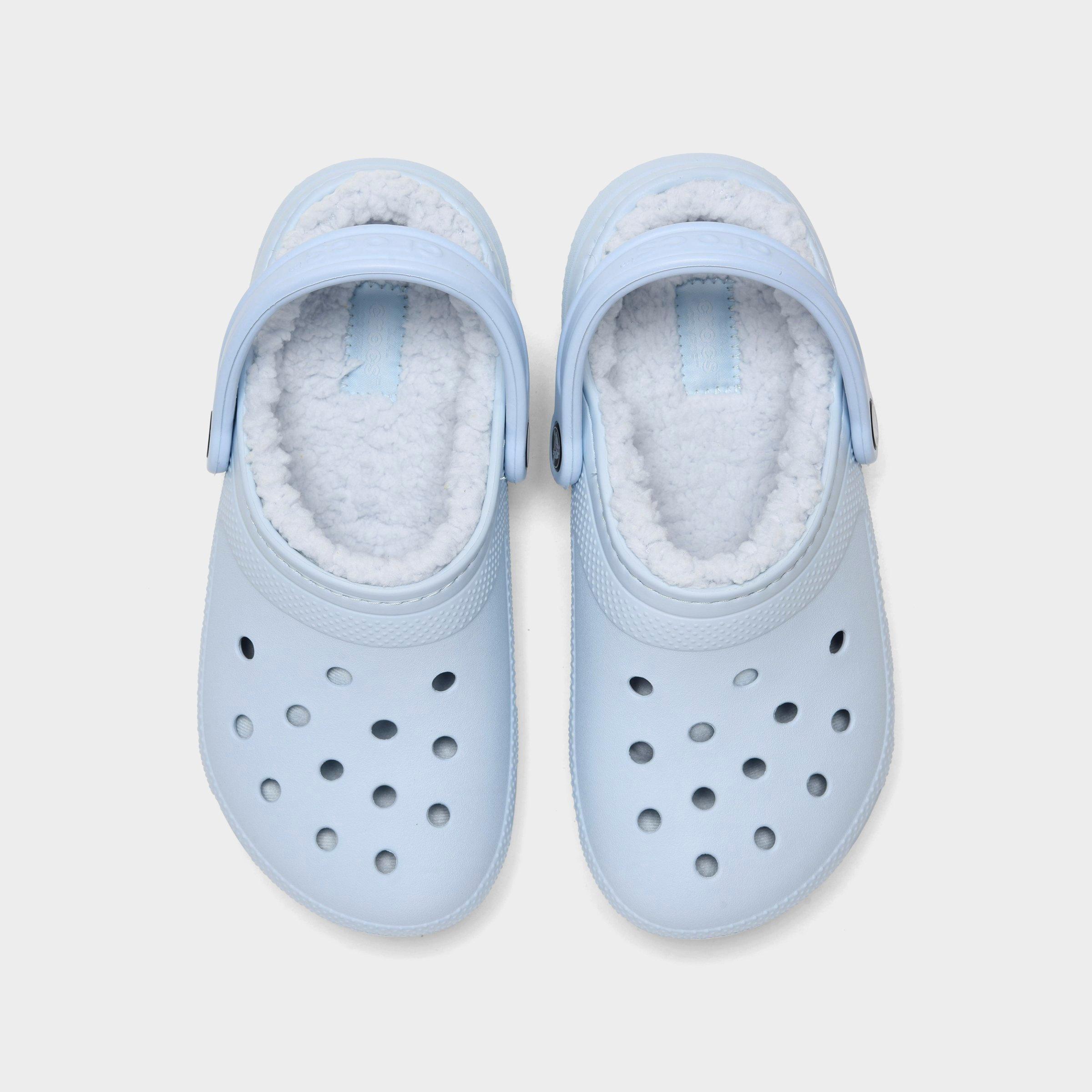 crocs with fur mineral blue