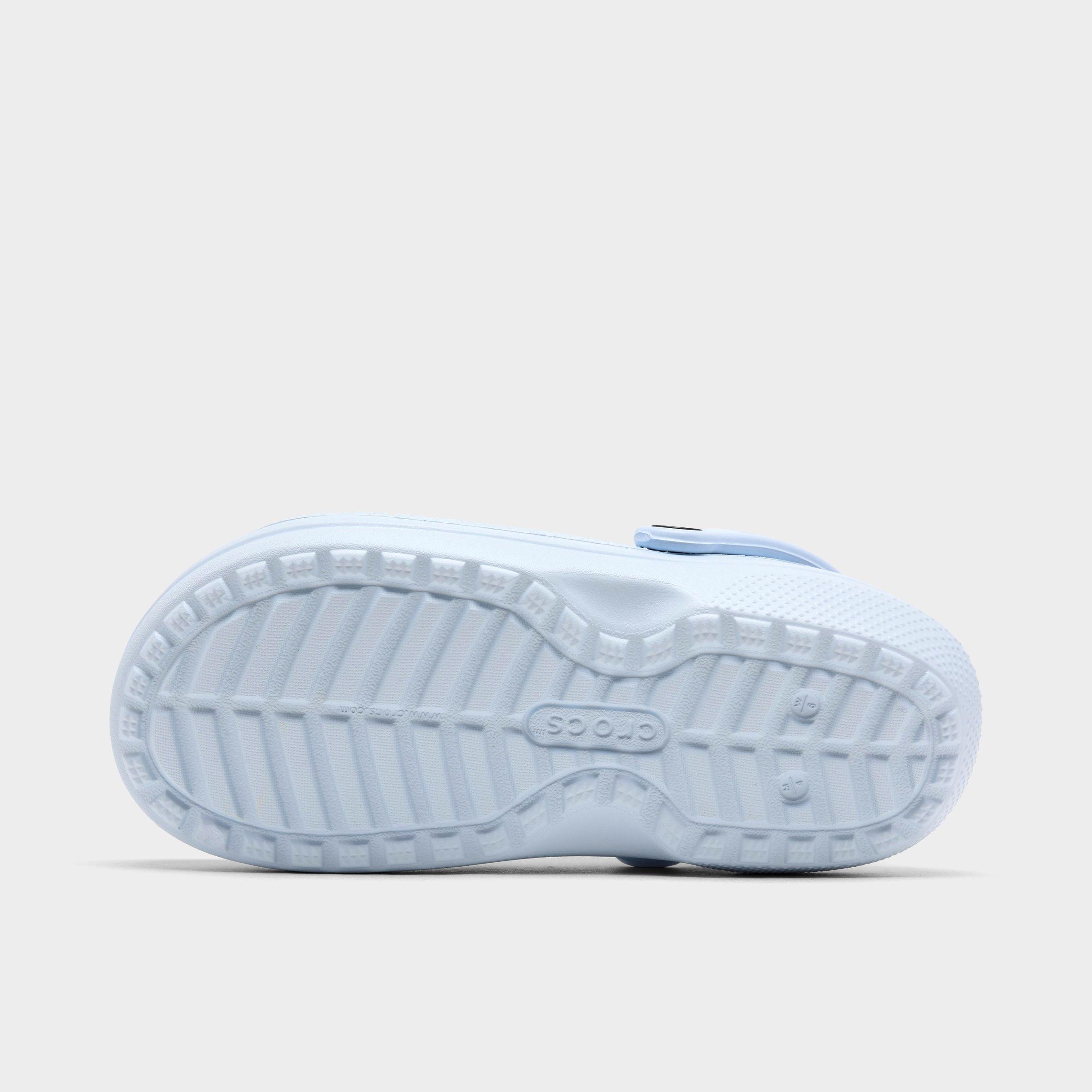 fuzzy crocs mineral blue