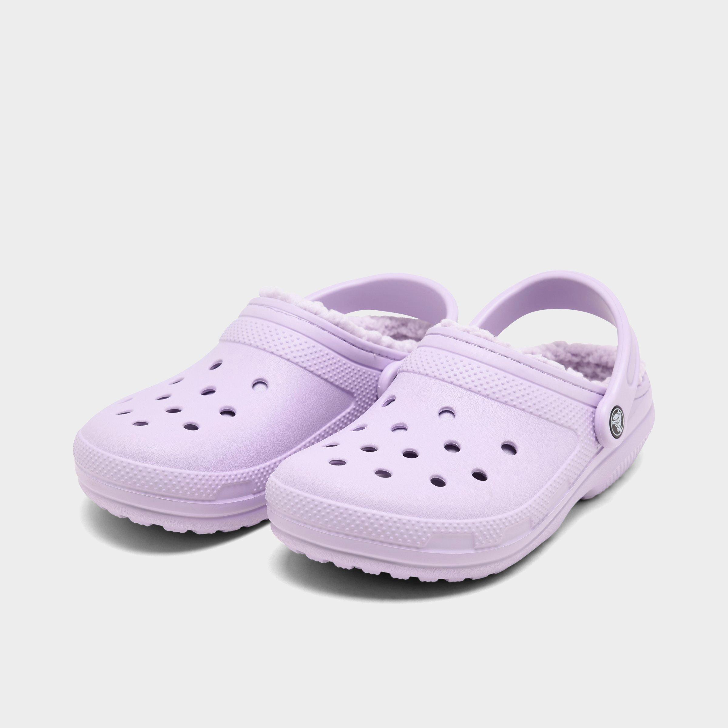 fur crocs purple