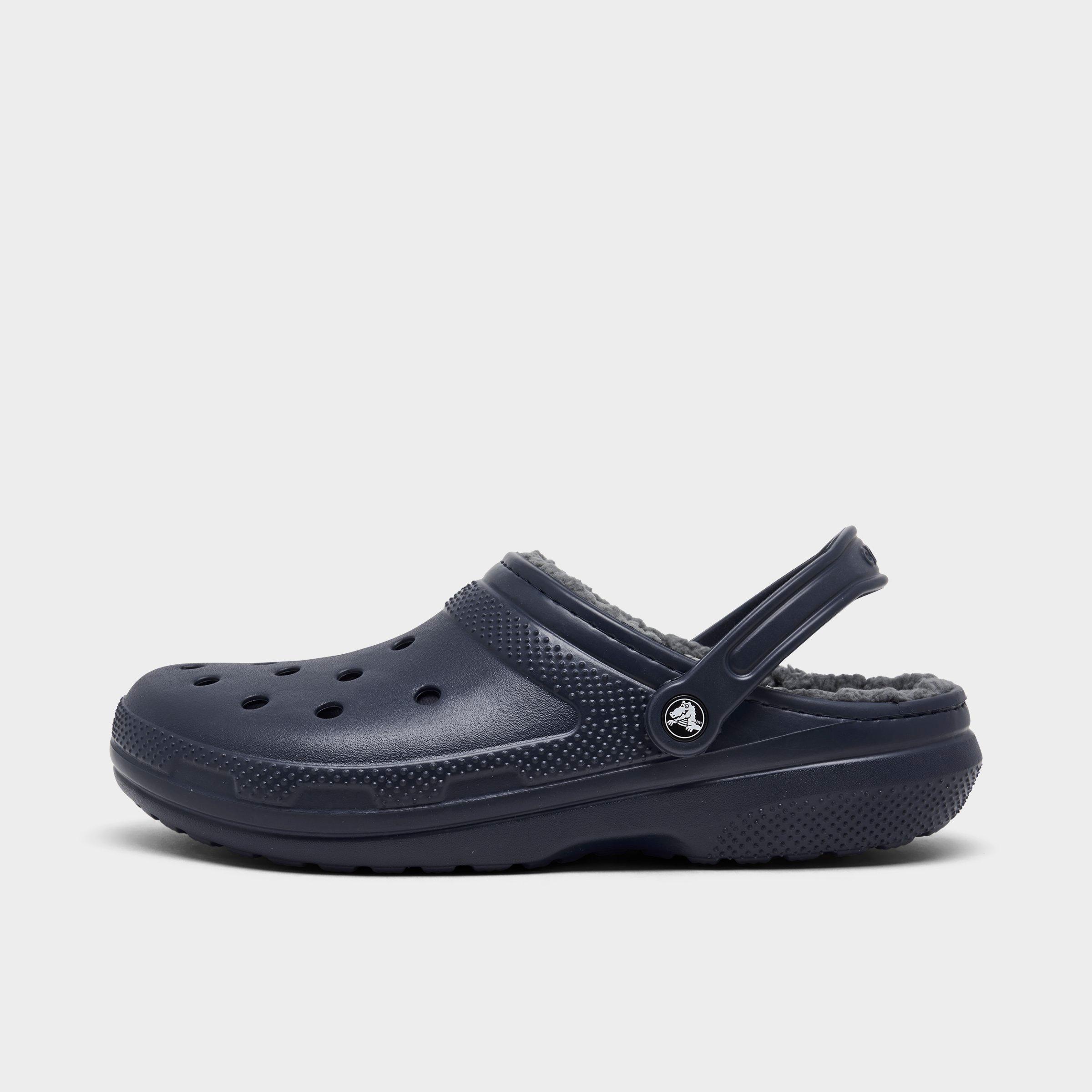 navy lined crocs