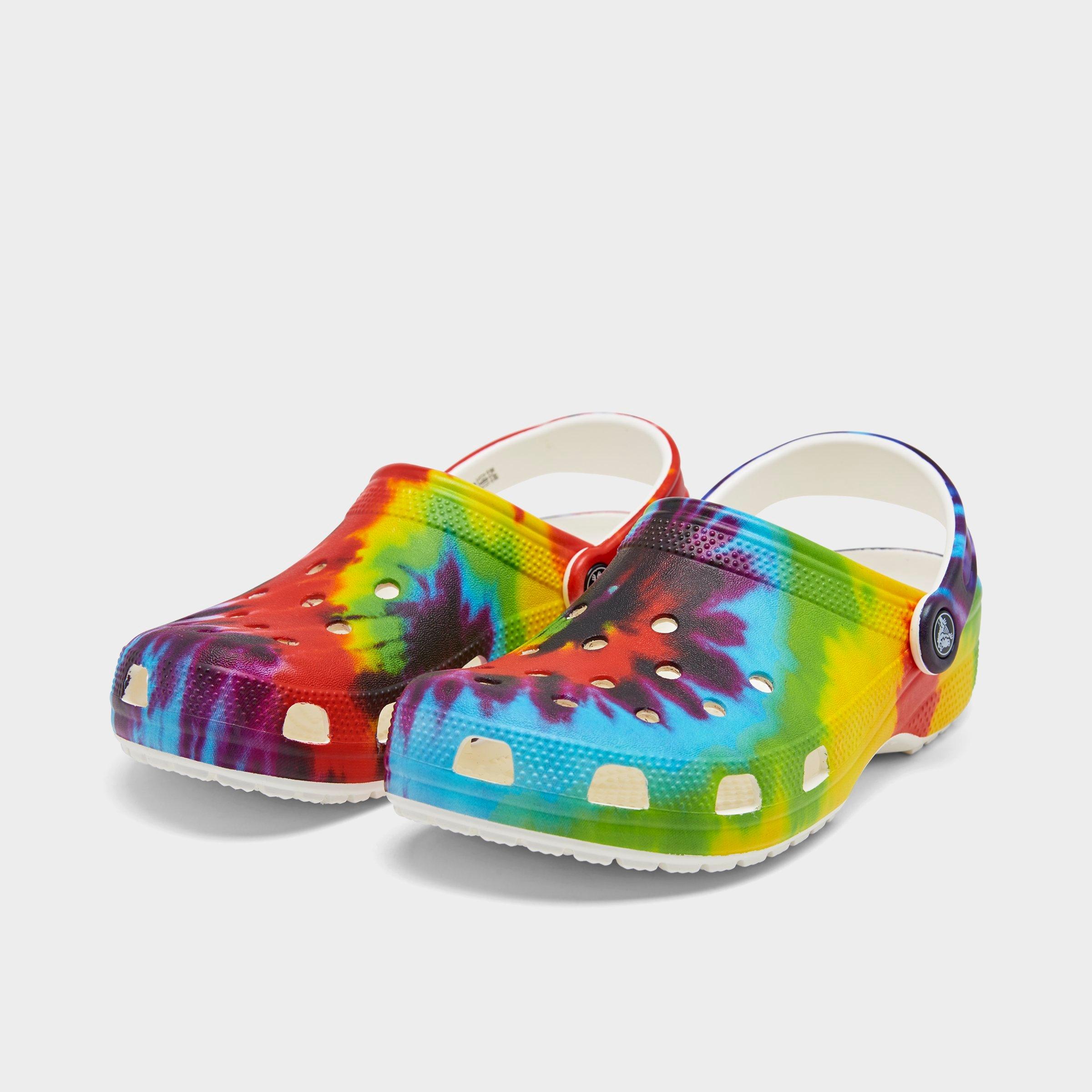 tie dye rainbow crocs