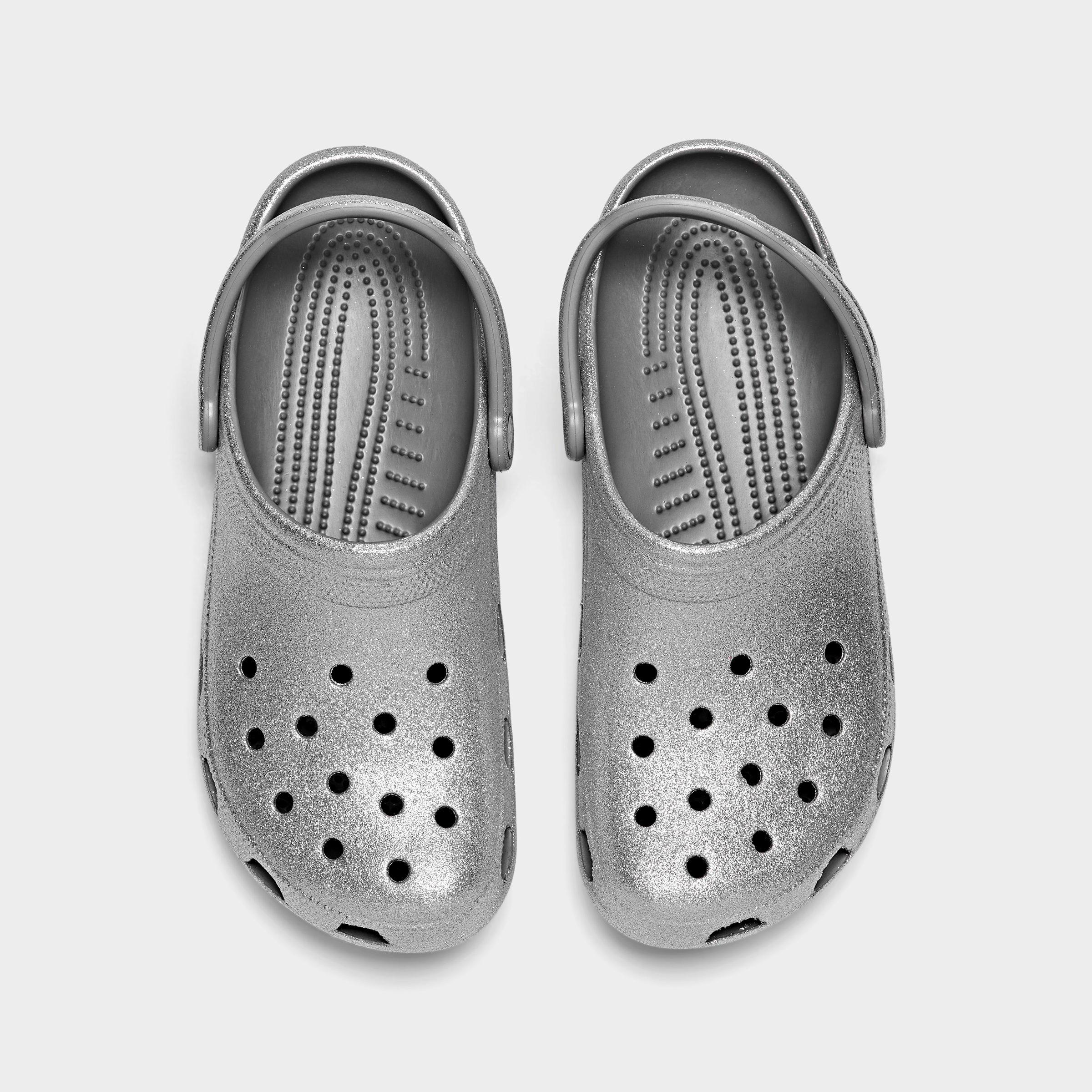 silver glitter crocs