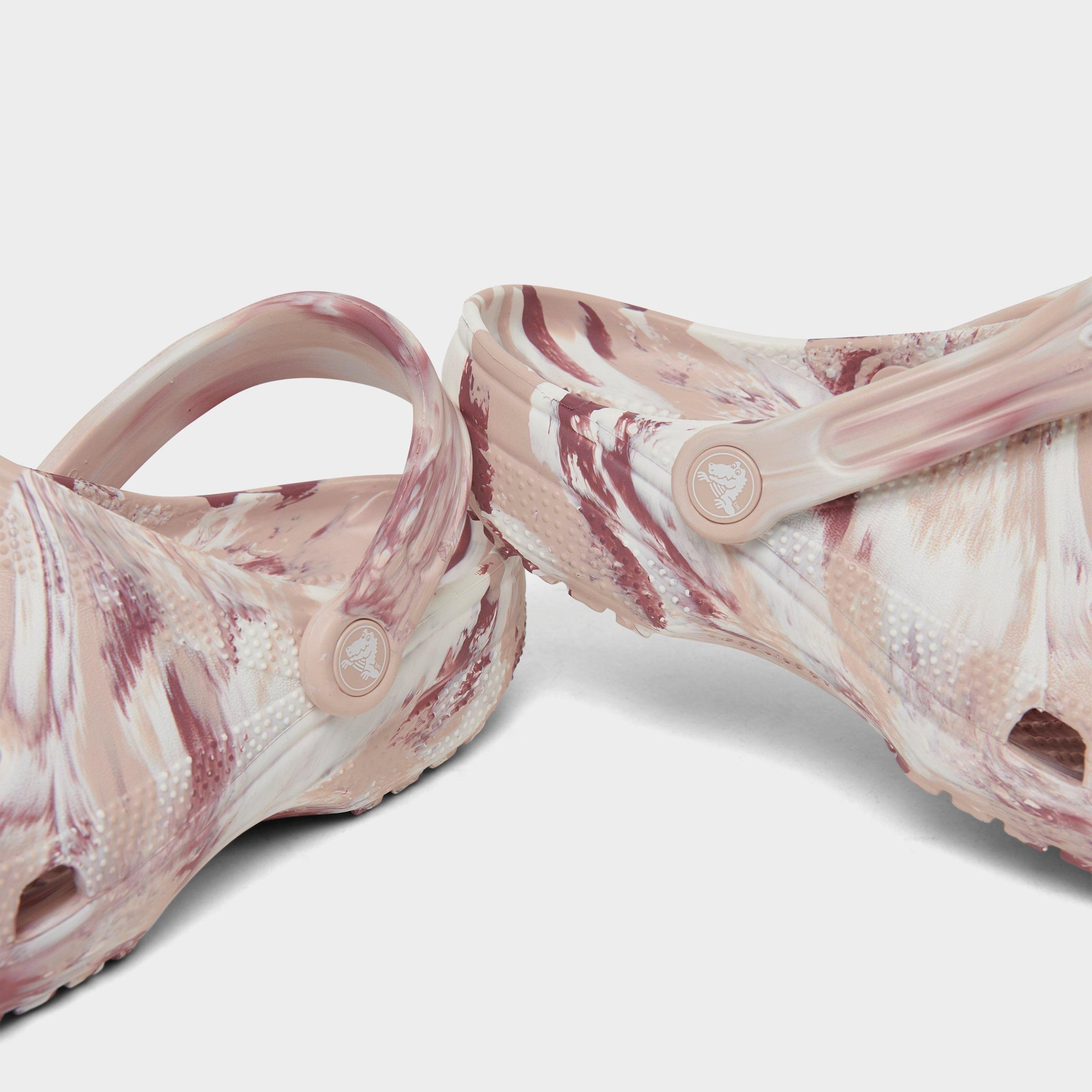 marble crocs pink