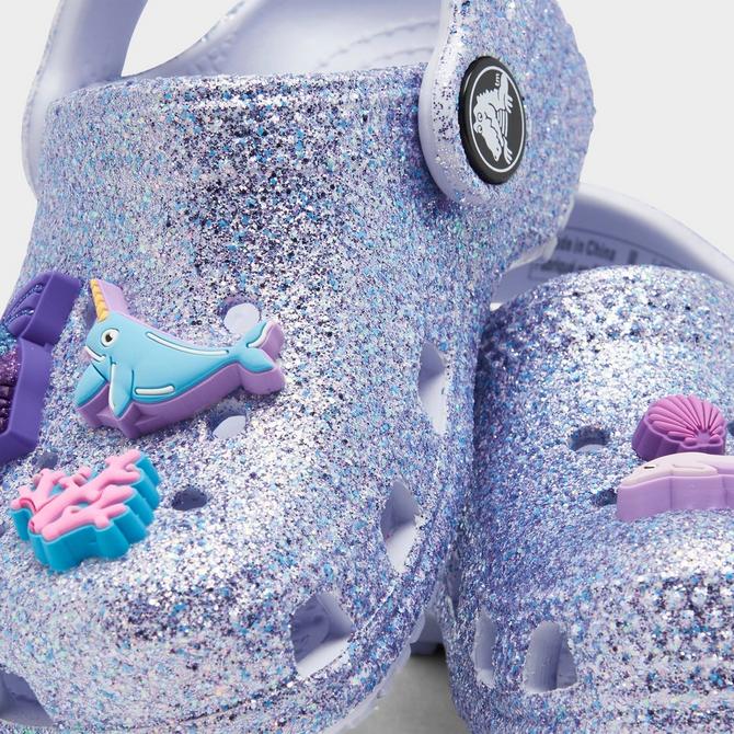 Blue glitter crocs online