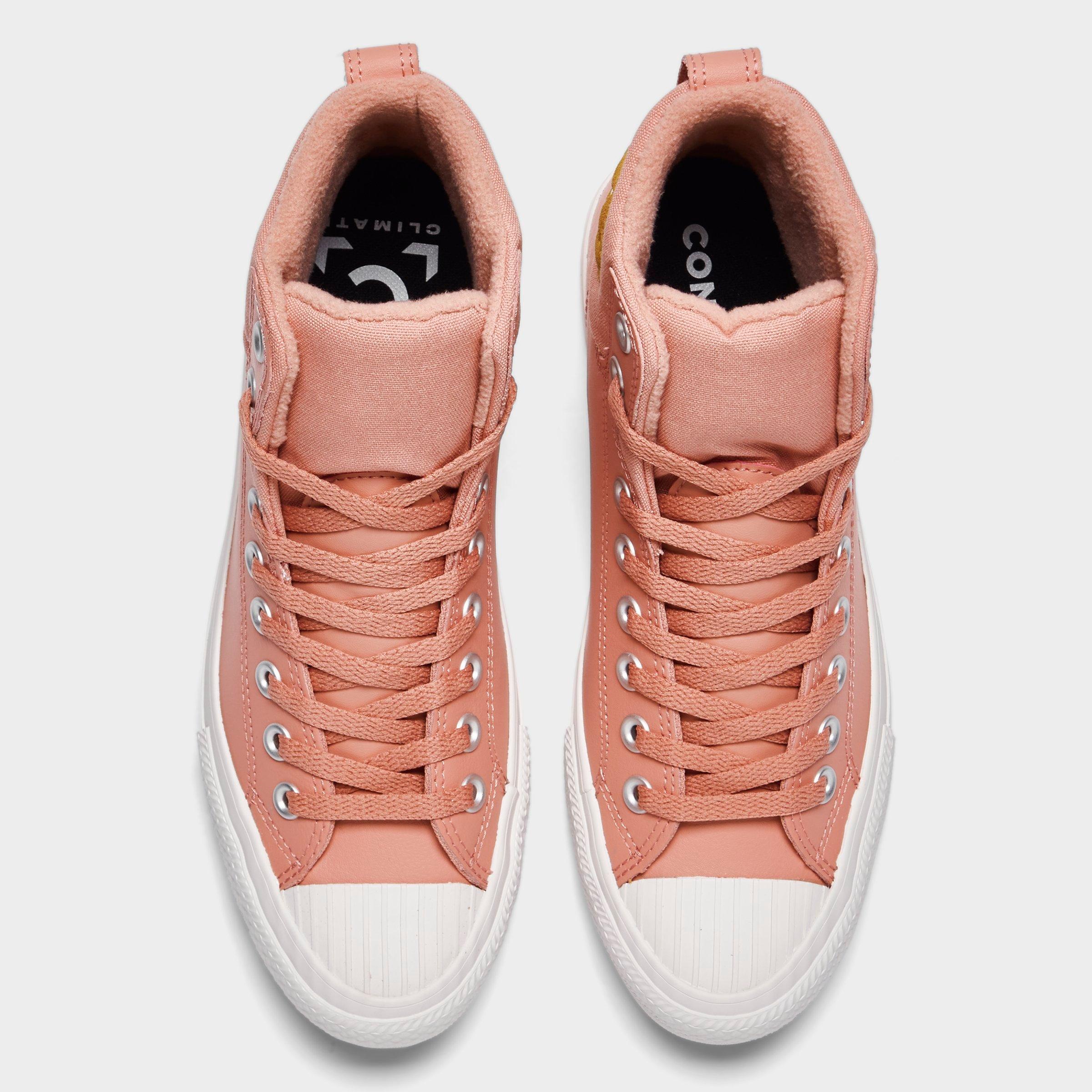peach leather converse