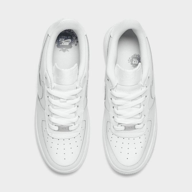 Big Kids' Air Force 1 Low Casual Shoes in White/White Size 6.5 | Leather by Nike
