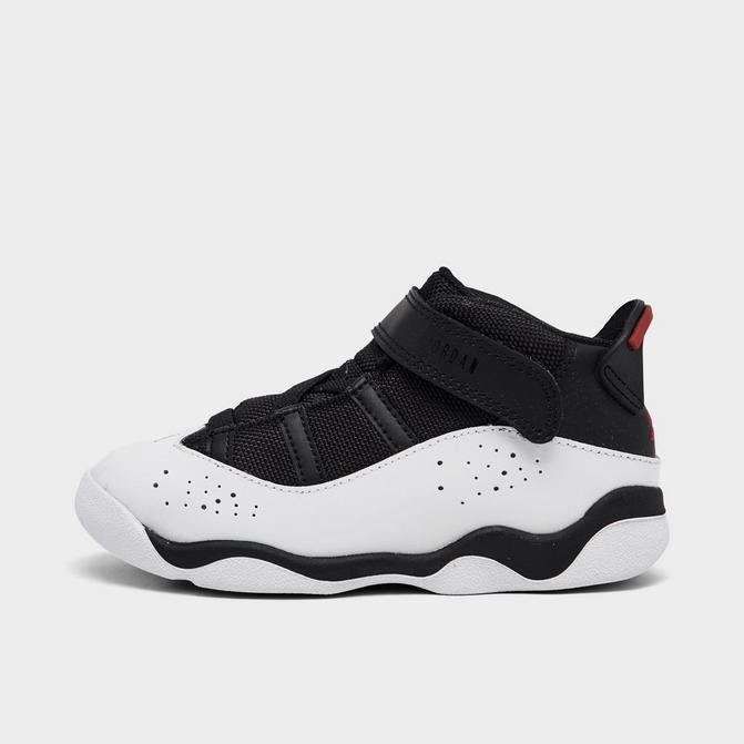 6 rings jordans black and white best sale