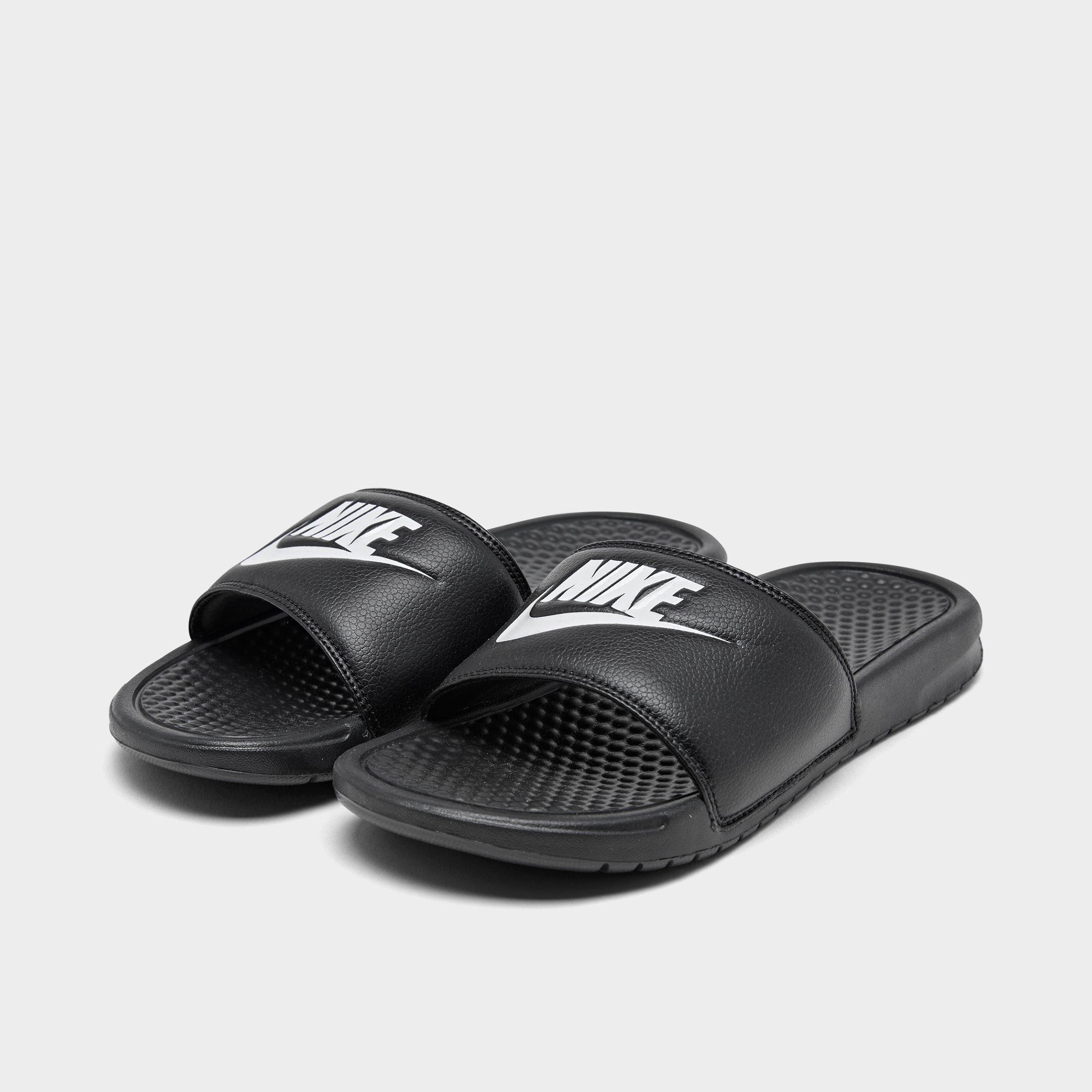 nike benassi slides black and white