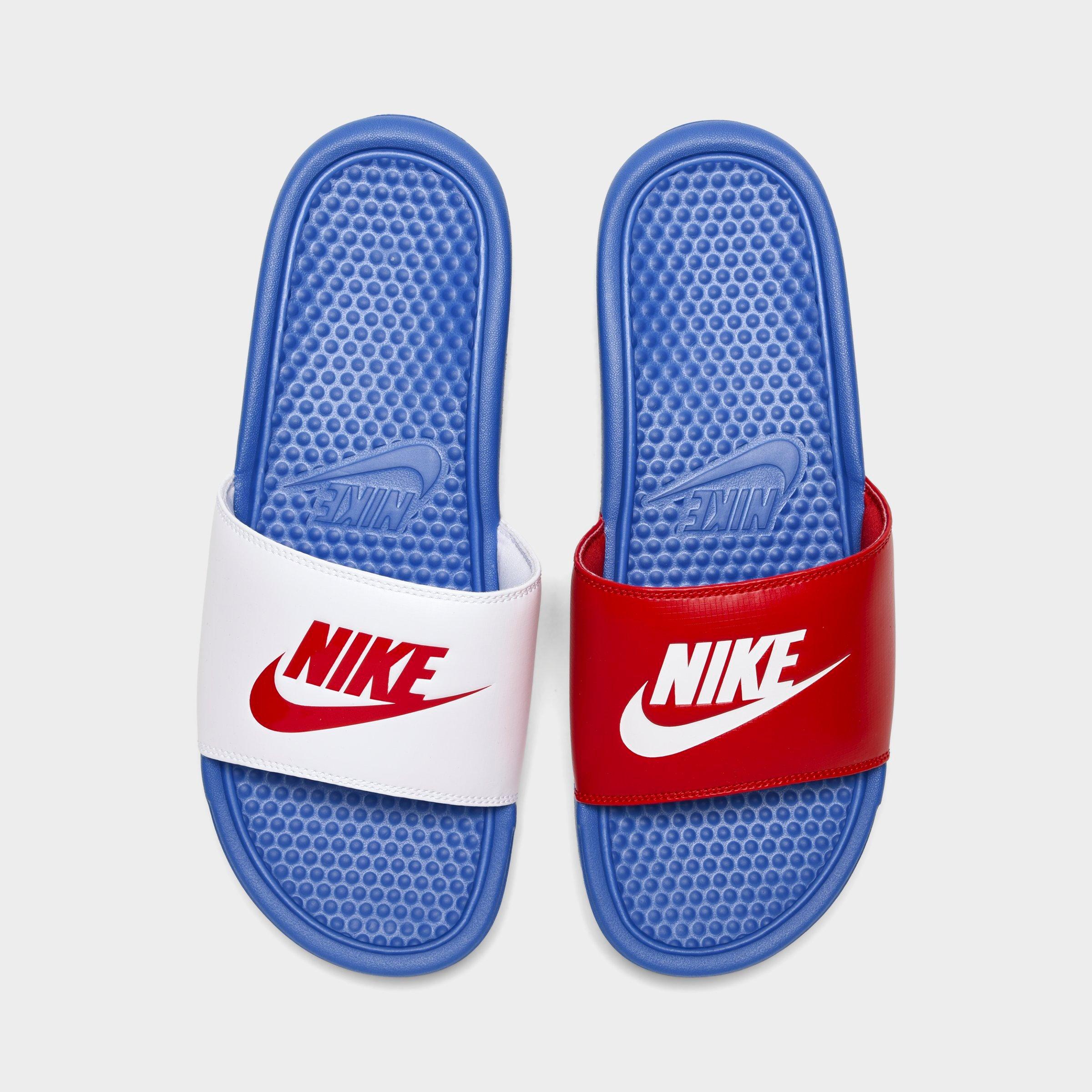 nike benassi slides red white and blue